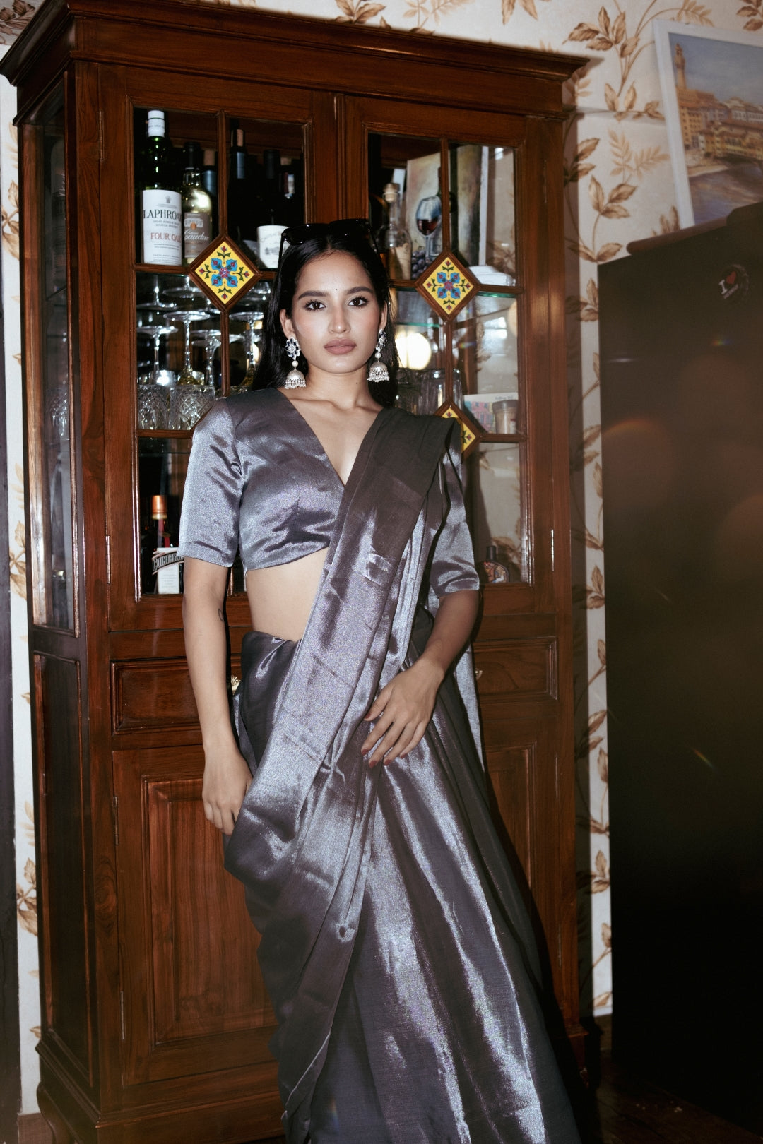 SITARA GREY TISSUE SAREE