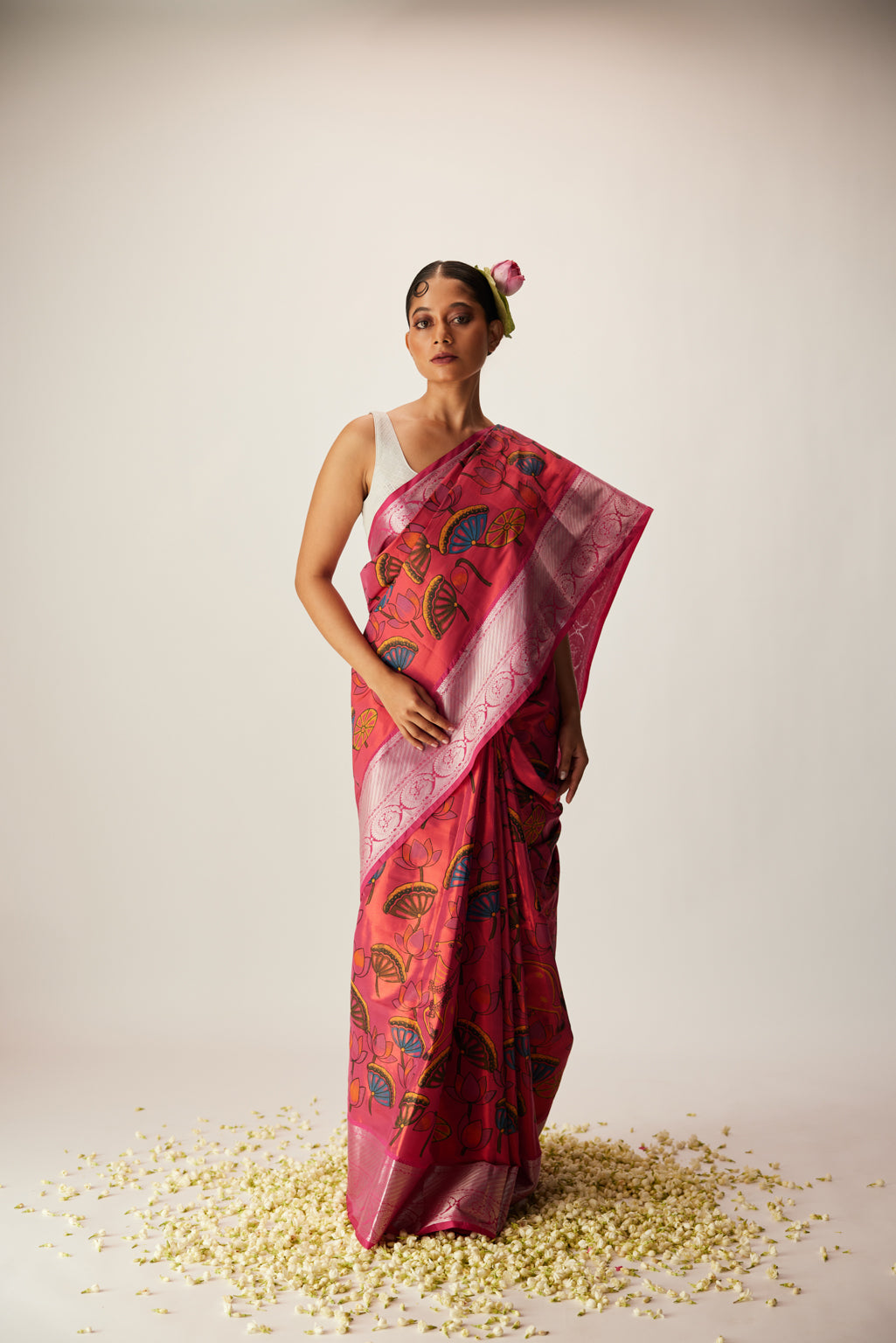 Lila Tissue Handpainted Saree