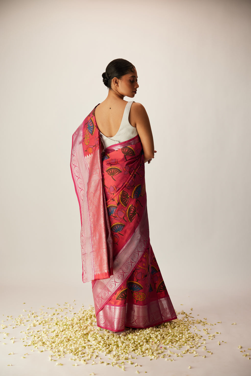 Lila Tissue Handpainted Saree