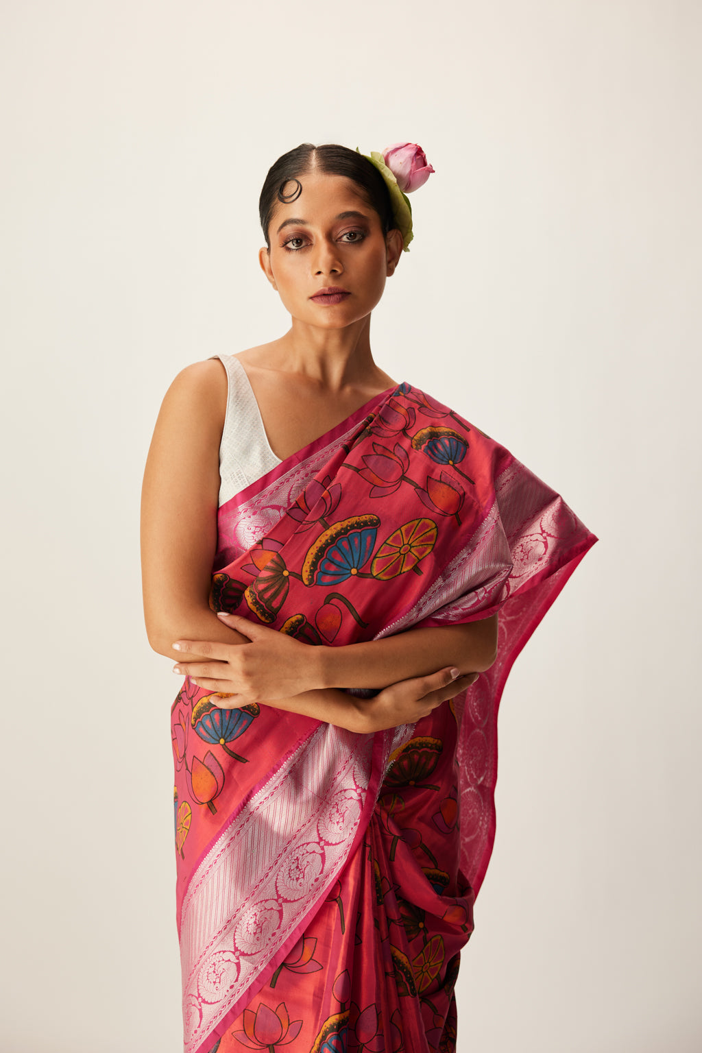 Lila Tissue Handpainted Saree