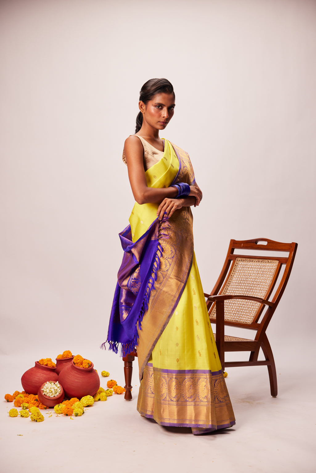 Aaravi Gadwal Big Border Saree