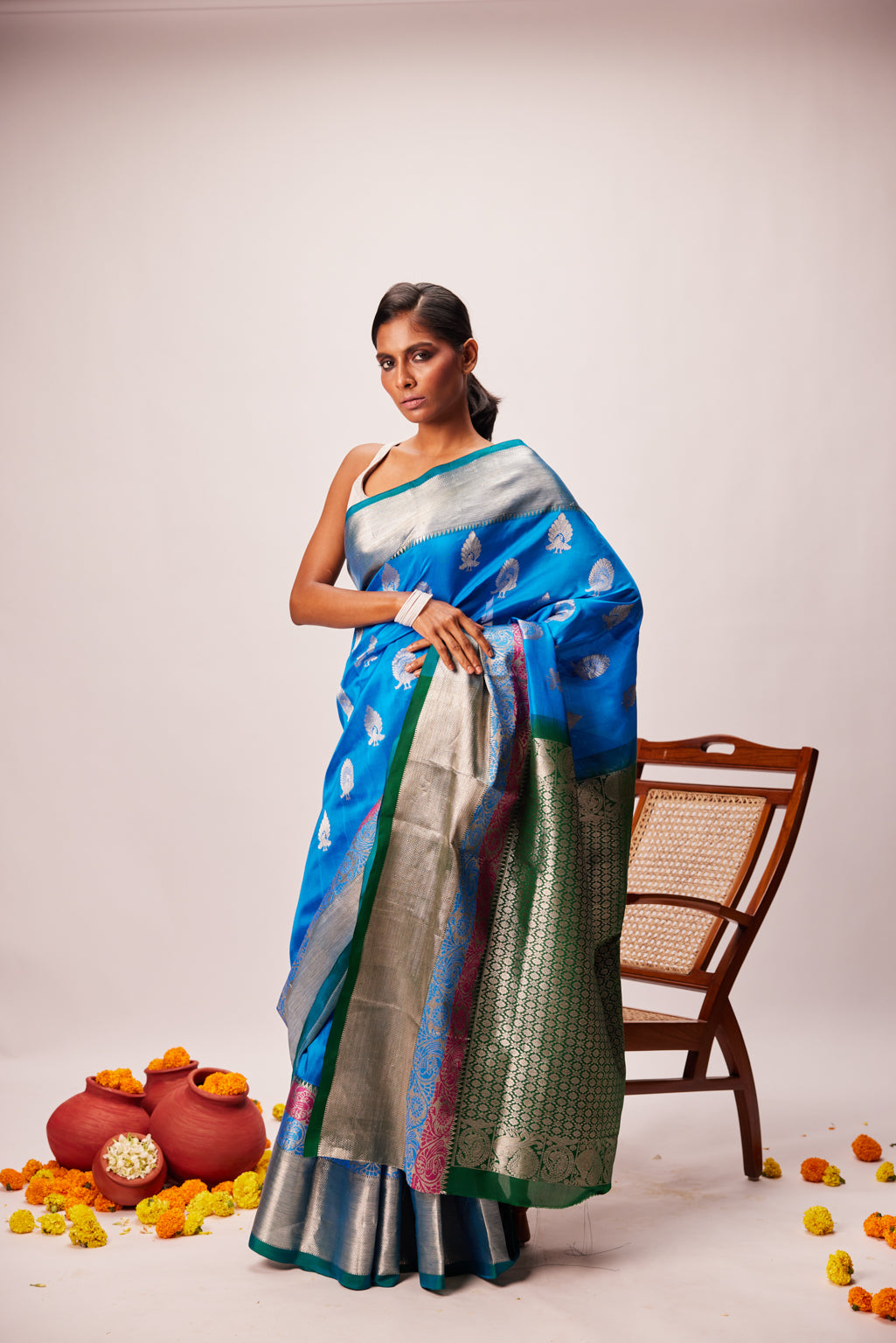 Meher Blue Brocade Silk Saree