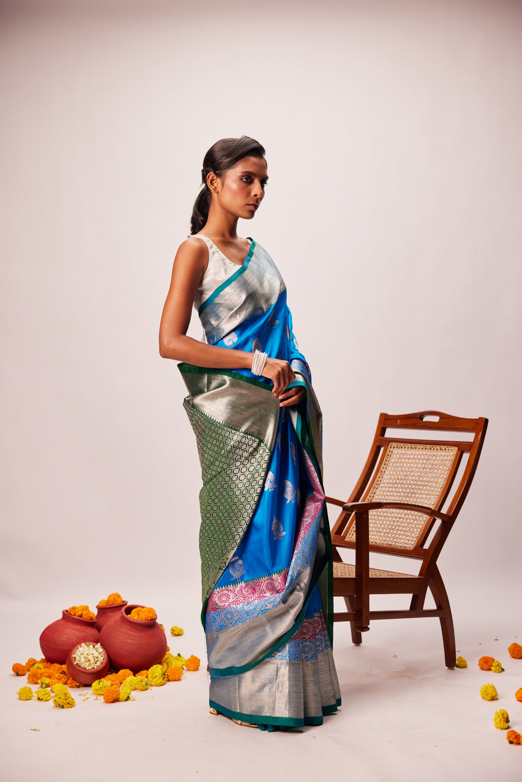 Meher Blue Brocade Silk Saree