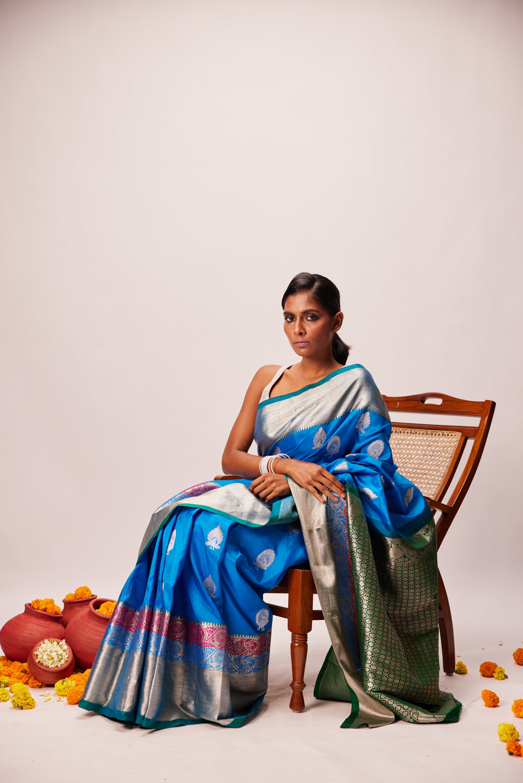 Meher Blue Brocade Silk Saree