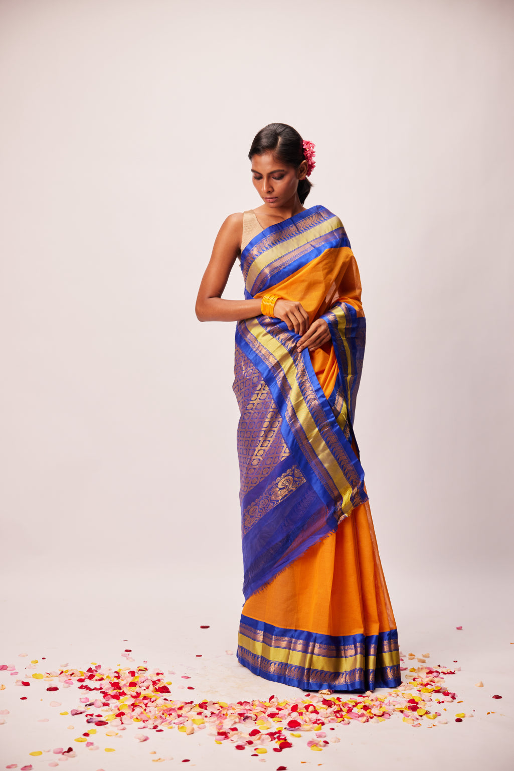 Tara Gadwal cotton and silk border saree